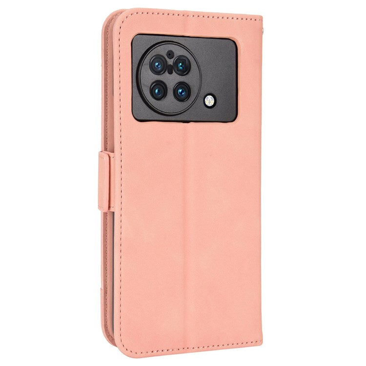 For vivo X Fold Phone Case Anti-fall Magnetic Wallet Style Stand Shockproof PU Leather Phone Cover with Card Slots - Pink