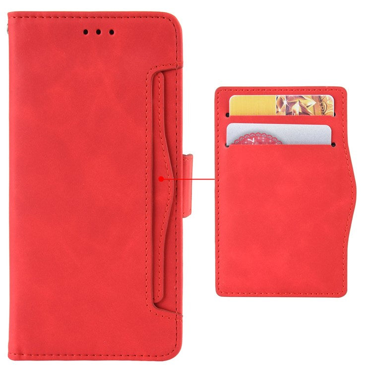 For vivo X Fold Phone Case Anti-fall Magnetic Wallet Style Stand Shockproof PU Leather Phone Cover with Card Slots - Red