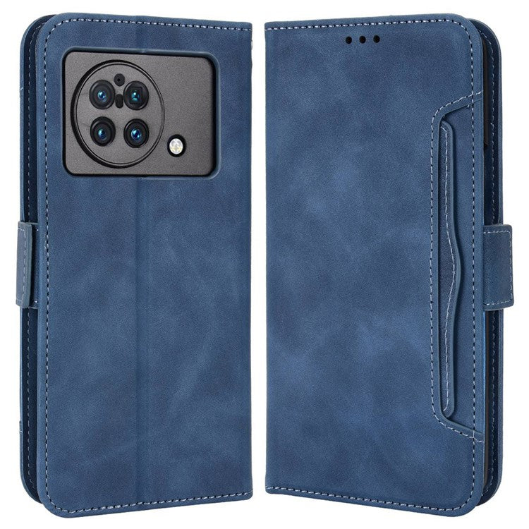 For vivo X Fold Phone Case Anti-fall Magnetic Wallet Style Stand Shockproof PU Leather Phone Cover with Card Slots - Blue