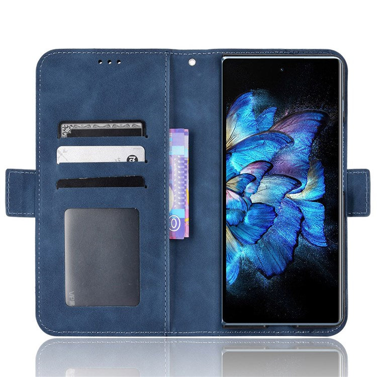 For vivo X Fold Phone Case Anti-fall Magnetic Wallet Style Stand Shockproof PU Leather Phone Cover with Card Slots - Blue