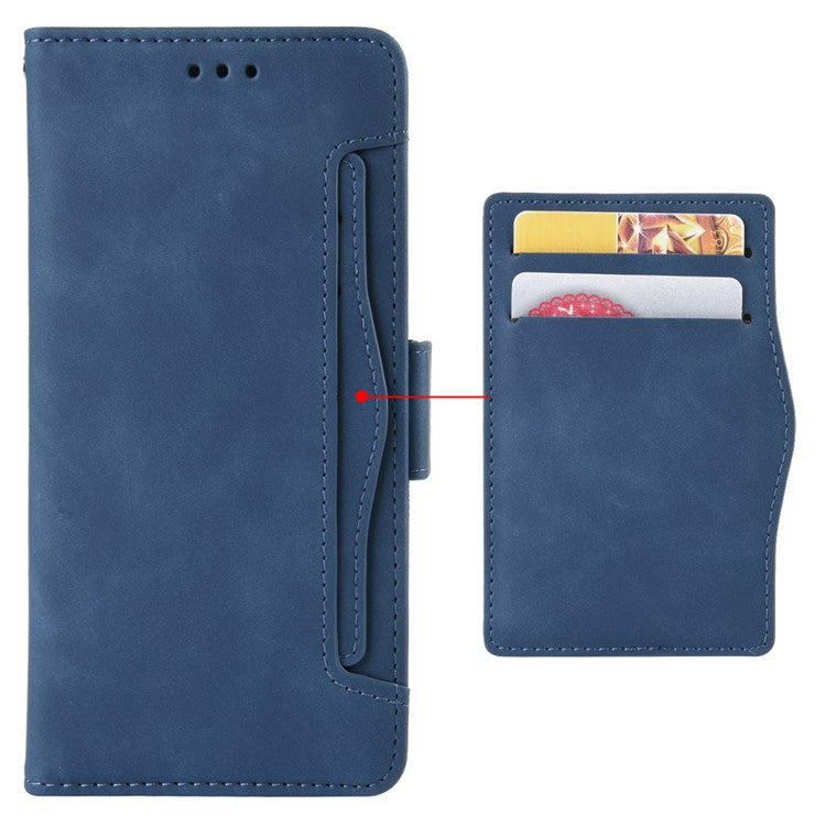 For vivo X Fold Phone Case Anti-fall Magnetic Wallet Style Stand Shockproof PU Leather Phone Cover with Card Slots - Blue