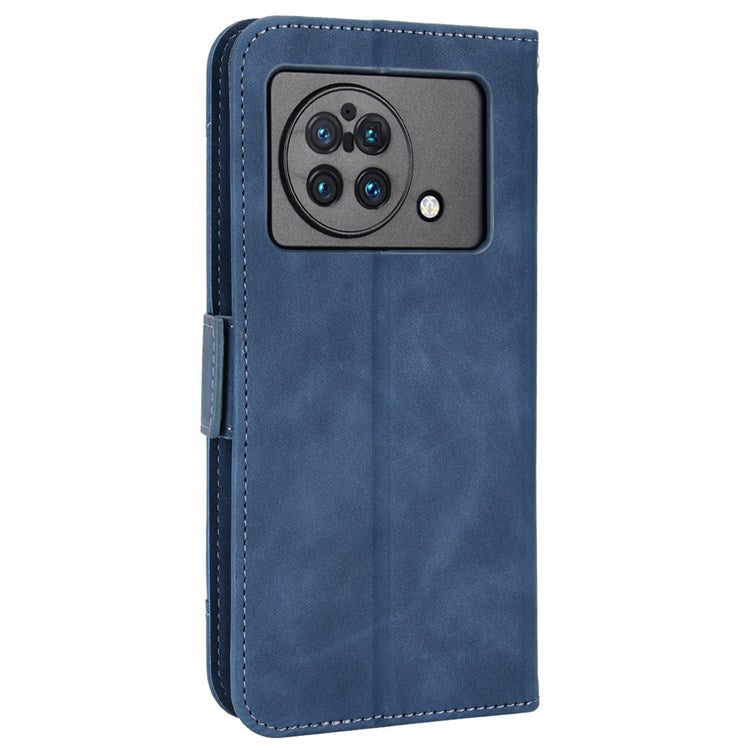 For vivo X Fold Phone Case Anti-fall Magnetic Wallet Style Stand Shockproof PU Leather Phone Cover with Card Slots - Blue