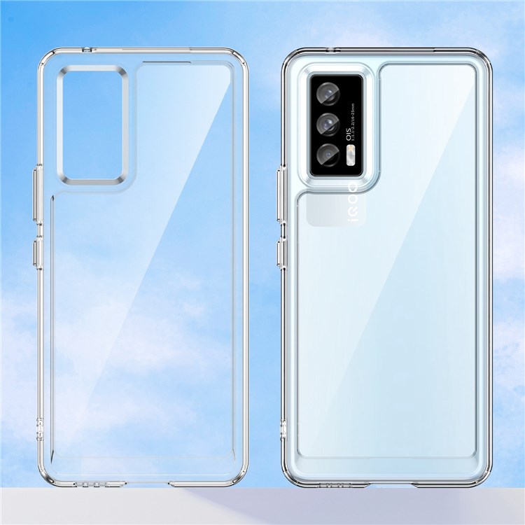 For vivo iQOO 7 (India) 5G/iQOO Neo5 Wear-resistant Anti-drop Transparent Back Case Hybrid Acrylic + TPU Mobile Phone Cover with Independent Buttons - Transparent