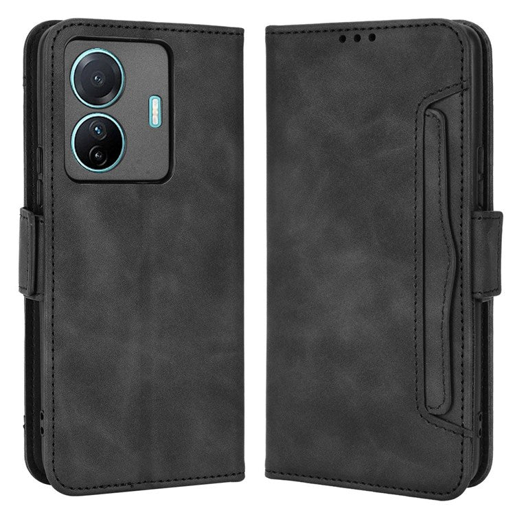 Protective Case for vivo S15e 5G Scratch Resistant Phone Cover PU Leather Wallet Phone Case with Multiple Card Slots - Black