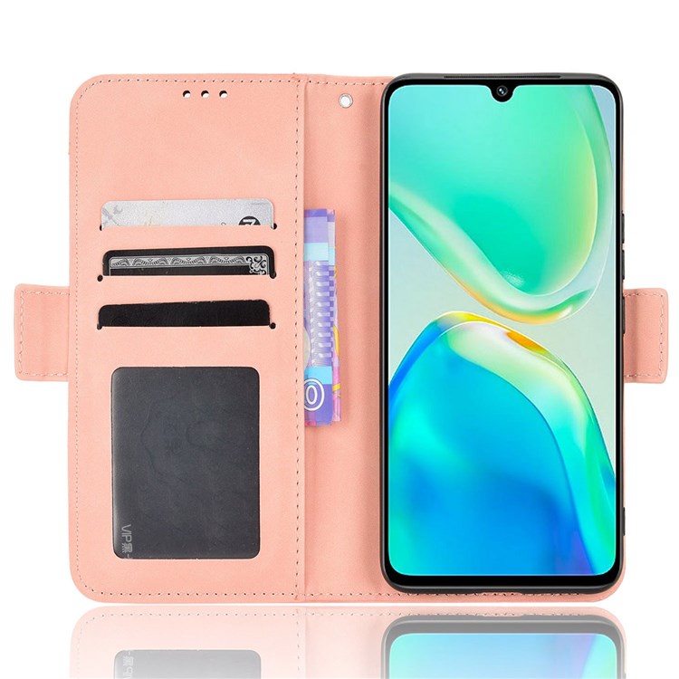 Protective Case for vivo S15e 5G Scratch Resistant Phone Cover PU Leather Wallet Phone Case with Multiple Card Slots - Pink