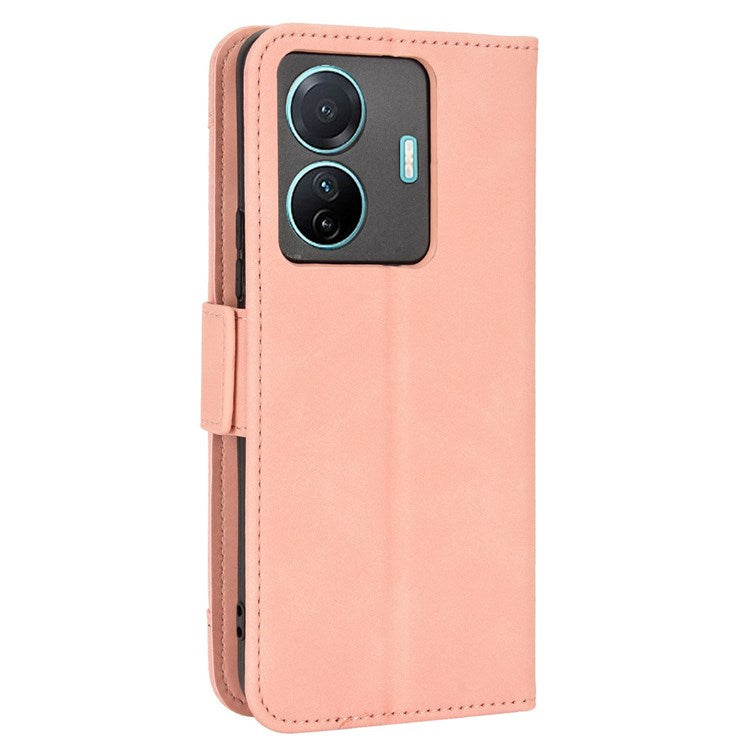 Protective Case for vivo S15e 5G Scratch Resistant Phone Cover PU Leather Wallet Phone Case with Multiple Card Slots - Pink