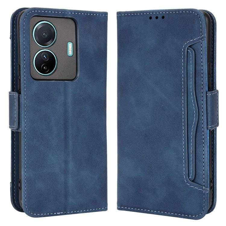 Protective Case for vivo S15e 5G Scratch Resistant Phone Cover PU Leather Wallet Phone Case with Multiple Card Slots - Blue