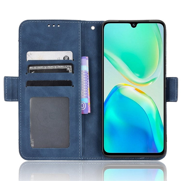 Protective Case for vivo S15e 5G Scratch Resistant Phone Cover PU Leather Wallet Phone Case with Multiple Card Slots - Blue