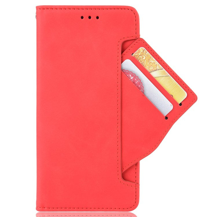 Protective Case for vivo S15e 5G Scratch Resistant Phone Cover PU Leather Wallet Phone Case with Multiple Card Slots - Red