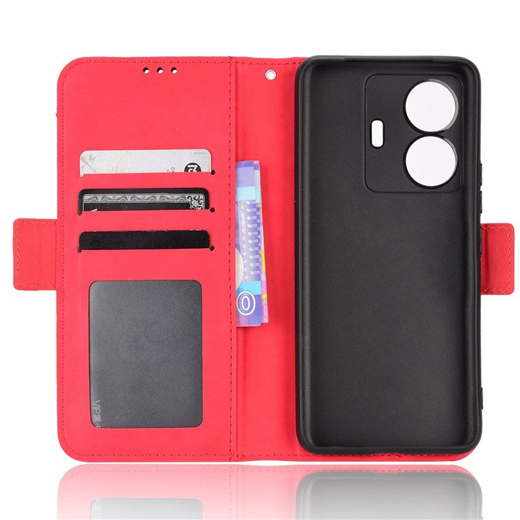 Protective Case for vivo S15e 5G Scratch Resistant Phone Cover PU Leather Wallet Phone Case with Multiple Card Slots - Red