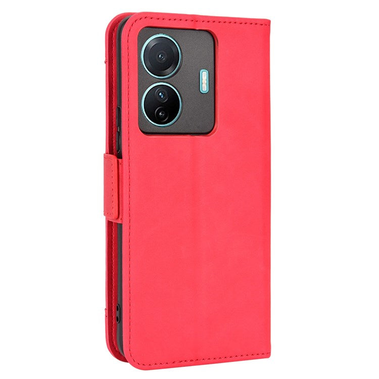 Protective Case for vivo S15e 5G Scratch Resistant Phone Cover PU Leather Wallet Phone Case with Multiple Card Slots - Red