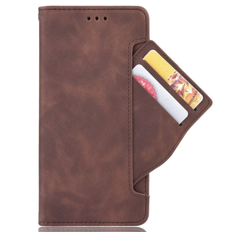 Protective Case for vivo S15e 5G Scratch Resistant Phone Cover PU Leather Wallet Phone Case with Multiple Card Slots - Brown