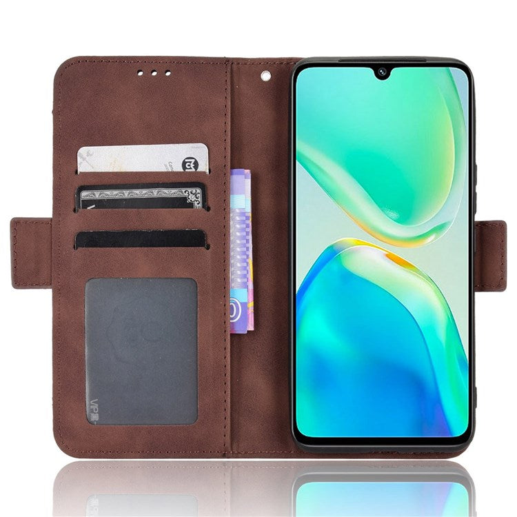 Protective Case for vivo S15e 5G Scratch Resistant Phone Cover PU Leather Wallet Phone Case with Multiple Card Slots - Brown