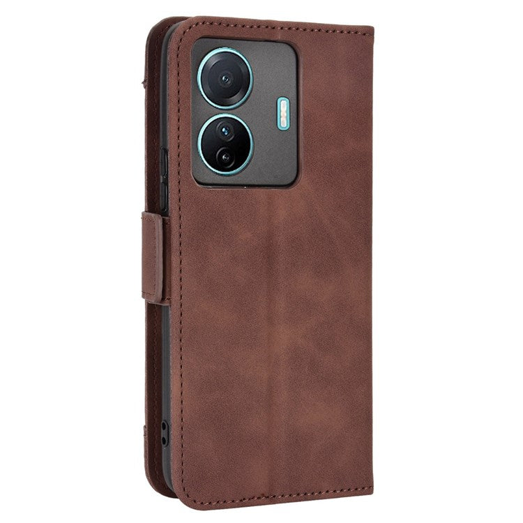 Protective Case for vivo S15e 5G Scratch Resistant Phone Cover PU Leather Wallet Phone Case with Multiple Card Slots - Brown