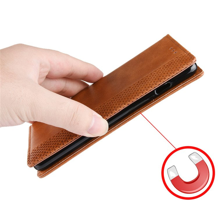 Retro Surface Anti-Fall Case for vivo S15e 5G Wallet Phone Case Leather Mobile Phone Protector with Stand - Brown