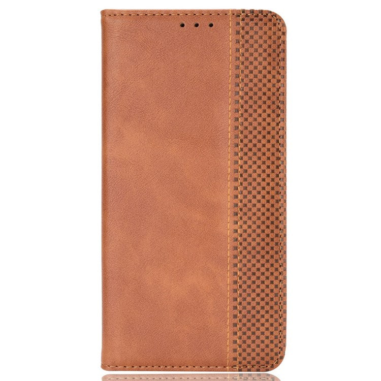 Retro Surface Anti-Fall Case for vivo S15e 5G Wallet Phone Case Leather Mobile Phone Protector with Stand - Brown