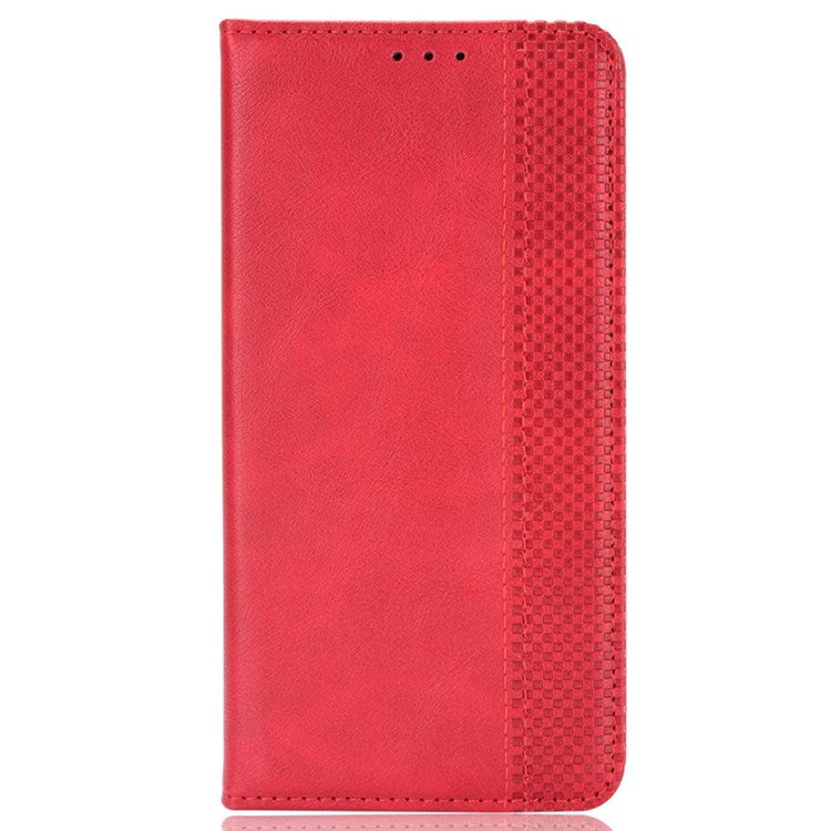 Retro Surface Anti-Fall Case for vivo S15e 5G Wallet Phone Case Leather Mobile Phone Protector with Stand - Red