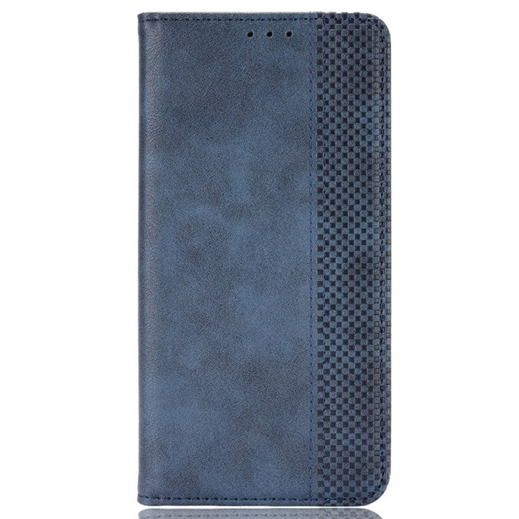 Retro Surface Anti-Fall Case for vivo S15e 5G Wallet Phone Case Leather Mobile Phone Protector with Stand - Blue