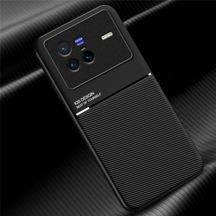 For vivo X80 Pro Anti-fall Precise Cutout Anti-scratch PU Leather + TPU Imprinted Mobile Phone Case with Built-in Magnetic Metal Sheet - Black