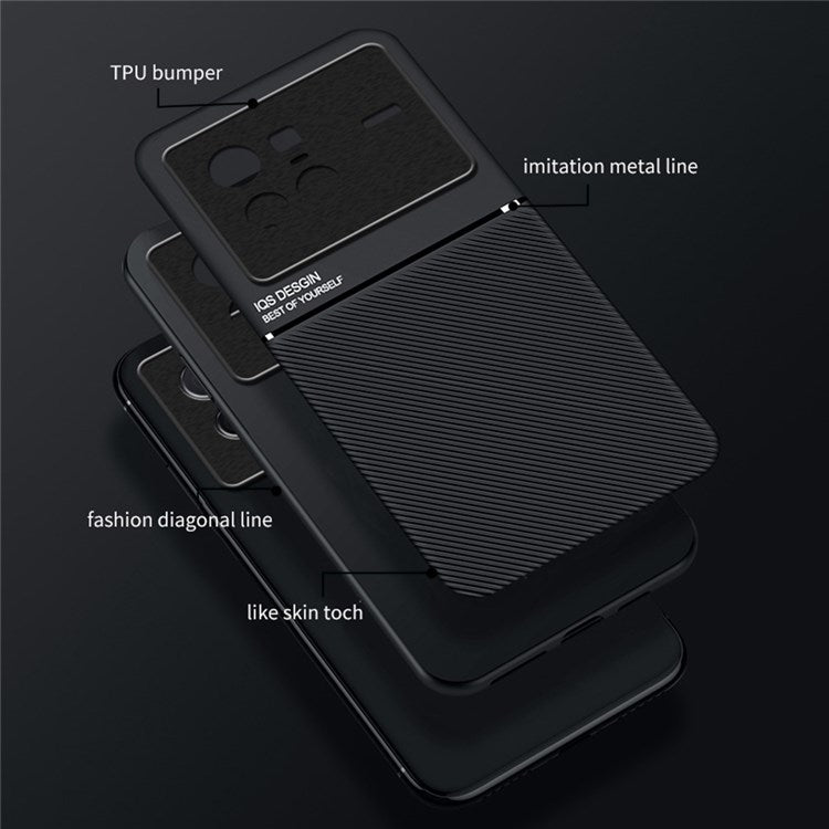 For vivo X80 Pro Anti-fall Precise Cutout Anti-scratch PU Leather + TPU Imprinted Mobile Phone Case with Built-in Magnetic Metal Sheet - Black