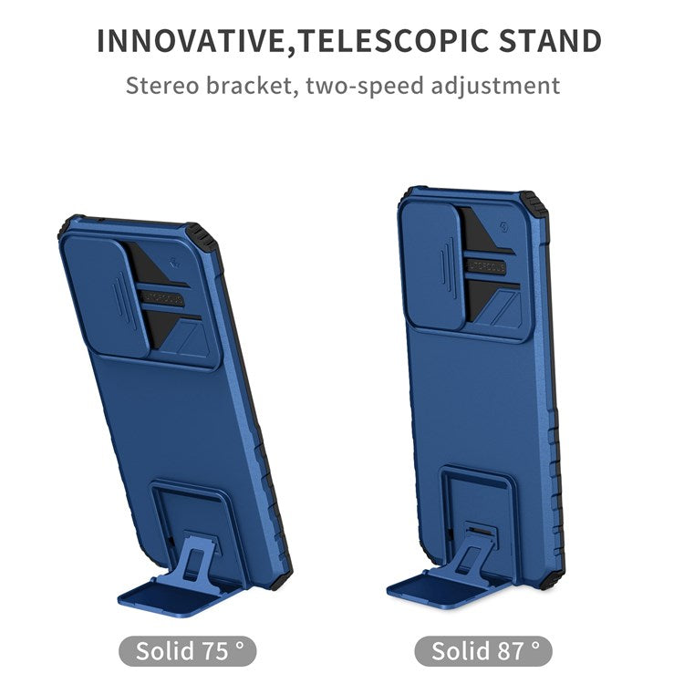 Protective Phone Case for vivo V23e 5G/S10e 5G Kickstand PC + TPU Cover with Sliding Camera Protection - Blue