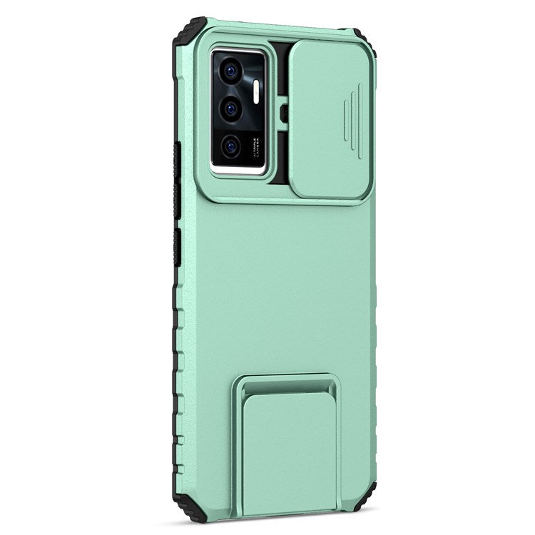 Protective Phone Case for vivo V23e 5G/S10e 5G Kickstand PC + TPU Cover with Sliding Camera Protection - Baby Blue