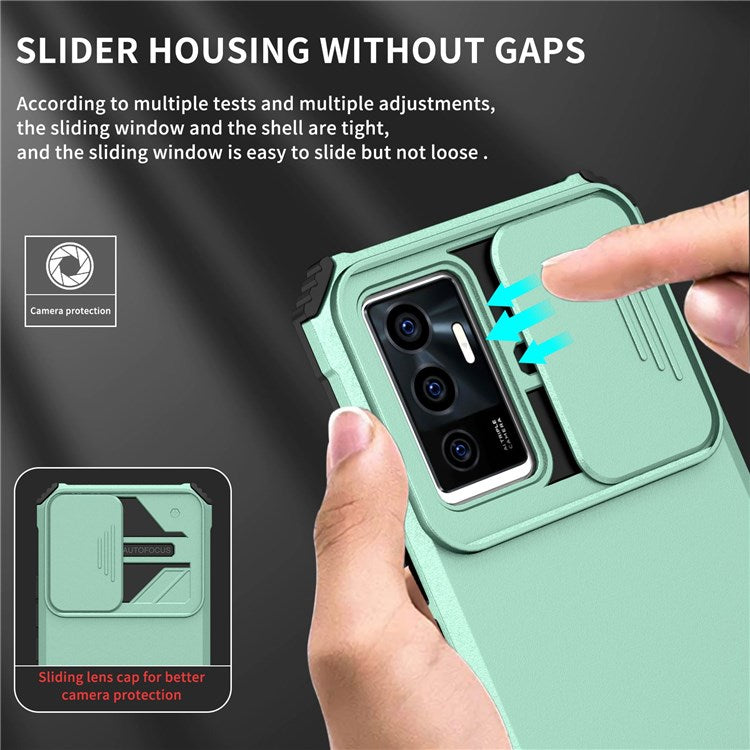 Protective Phone Case for vivo V23e 5G/S10e 5G Kickstand PC + TPU Cover with Sliding Camera Protection - Baby Blue