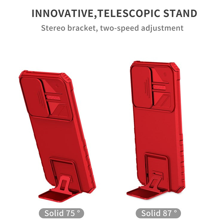 Protective Phone Case for vivo V23e 5G/S10e 5G Kickstand PC + TPU Cover with Sliding Camera Protection - Red