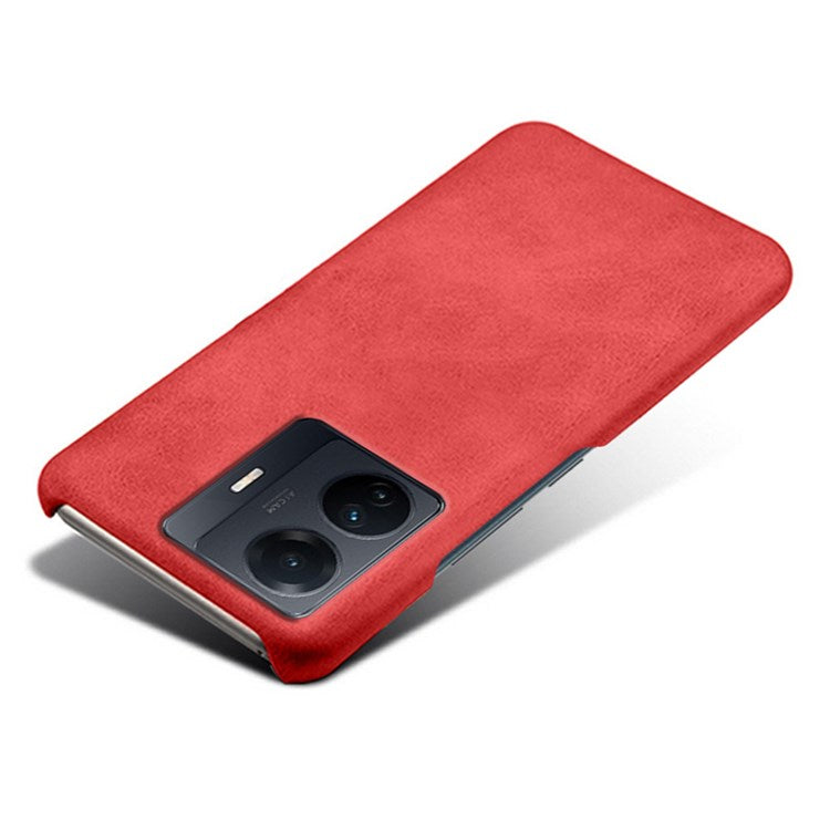 For vivo S15e 5G/T1 (Snapdragon 778G) 5G/iQOO Z6 Pro 5G Textured PU Leather Coated Hard PC Cover Anti-scratch Phone Case - Red