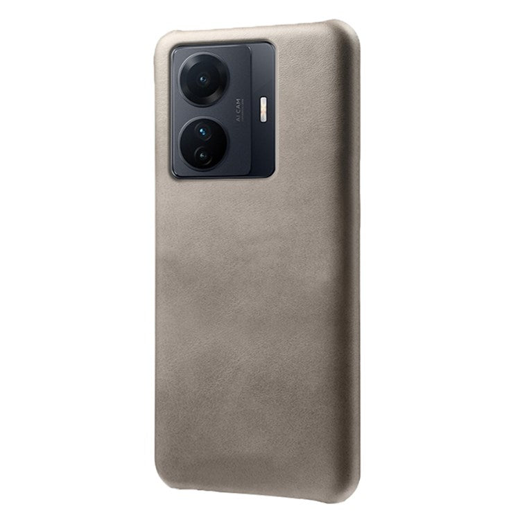 For vivo S15e 5G/T1 (Snapdragon 778G) 5G/iQOO Z6 Pro 5G Textured PU Leather Coated Hard PC Cover Anti-scratch Phone Case - Grey