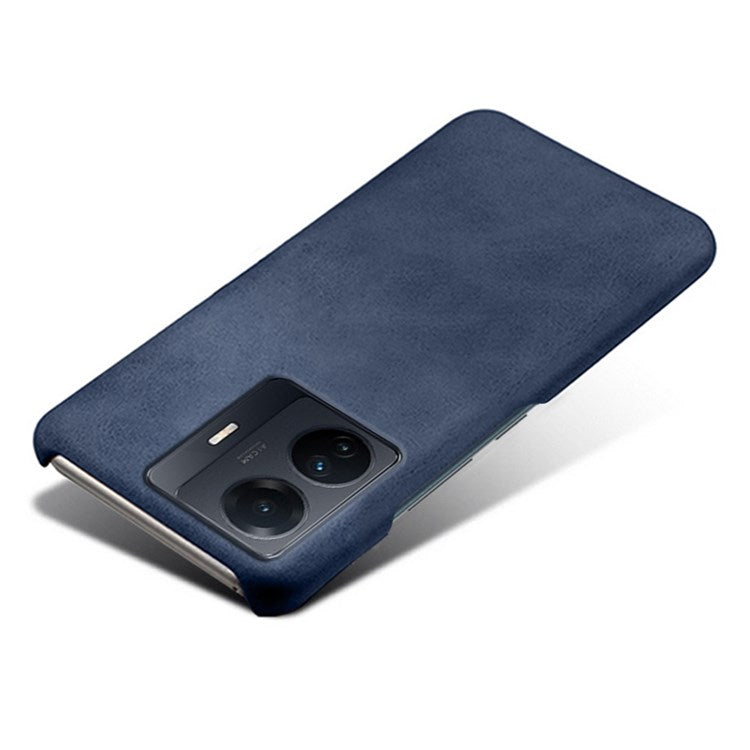 For vivo S15e 5G/T1 (Snapdragon 778G) 5G/iQOO Z6 Pro 5G Textured PU Leather Coated Hard PC Cover Anti-scratch Phone Case - Blue