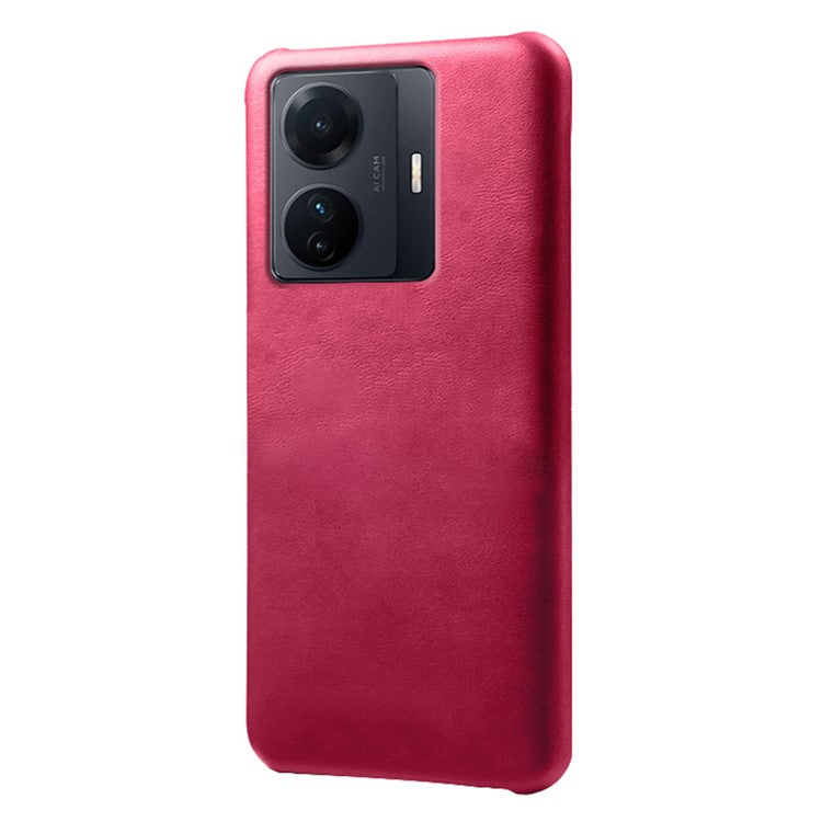 For vivo S15e 5G/T1 (Snapdragon 778G) 5G/iQOO Z6 Pro 5G Textured PU Leather Coated Hard PC Cover Anti-scratch Phone Case - Rose