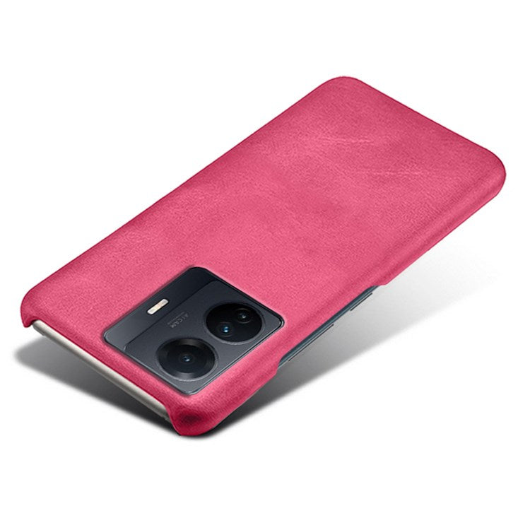 For vivo S15e 5G/T1 (Snapdragon 778G) 5G/iQOO Z6 Pro 5G Textured PU Leather Coated Hard PC Cover Anti-scratch Phone Case - Rose