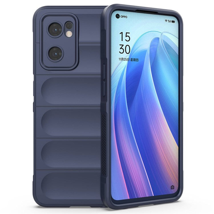 Soft TPU Back Cover for Oppo Reno7 5G (Global) Well-protected Anti-drop Rugged Phone Case - Dark Blue