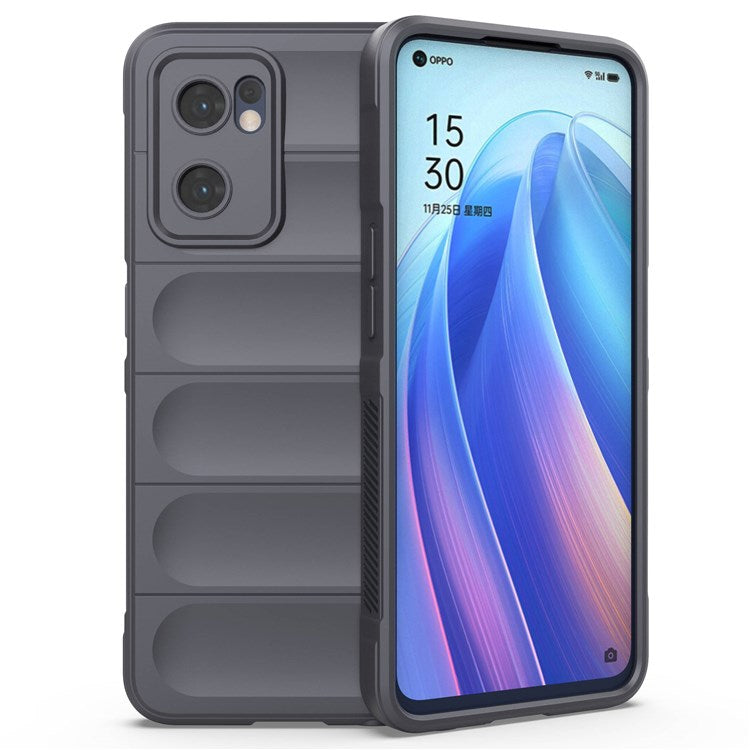 Soft TPU Back Cover for Oppo Reno7 5G (Global) Well-protected Anti-drop Rugged Phone Case - Dark Grey