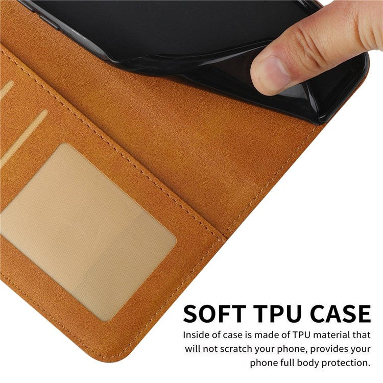 For vivo T1 5G/Y75 5G/Y55 5G Flip Leather Case Stitching Shockproof Phone Cover Folio Stand with Strap - Yellow