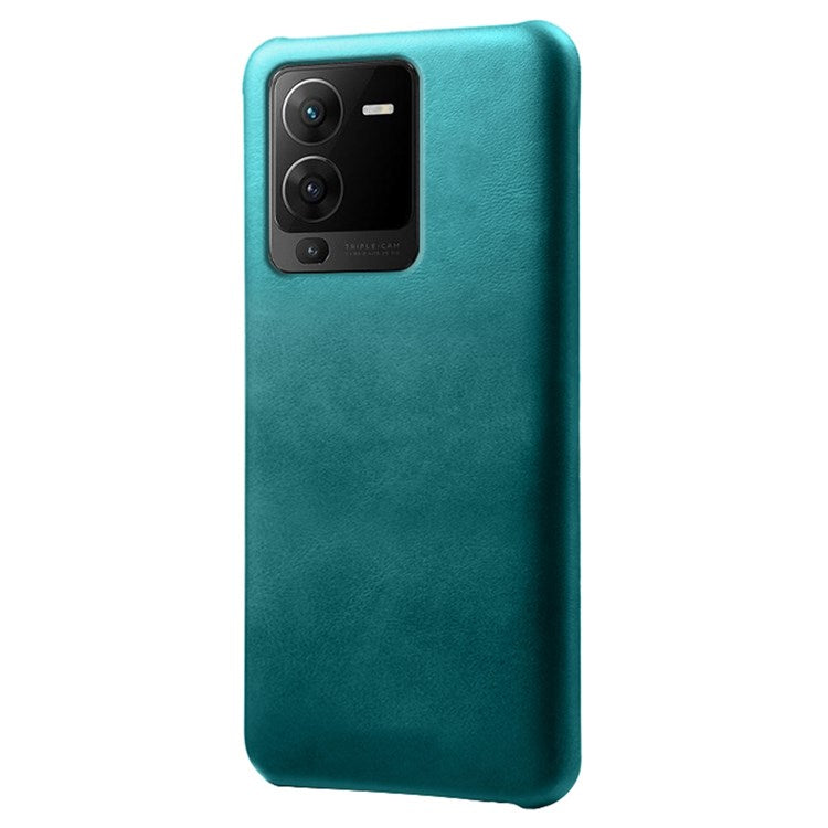 For vivo S15 5G Slim Thin Textured PU Leather Coated Hard PC Cover Wear Resistant Phone Case - Green