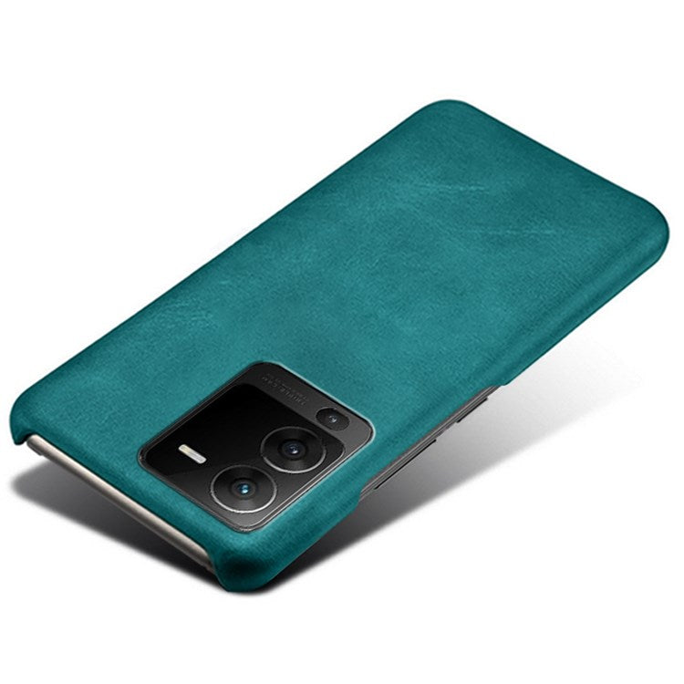 For vivo S15 5G Slim Thin Textured PU Leather Coated Hard PC Cover Wear Resistant Phone Case - Green