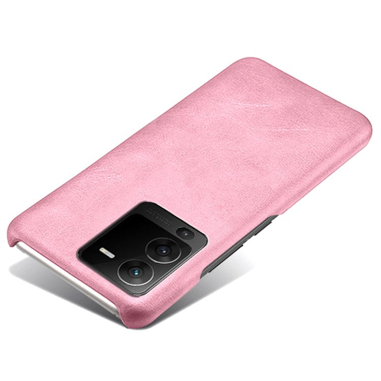 For vivo S15 5G Slim Thin Textured PU Leather Coated Hard PC Cover Wear Resistant Phone Case - Rose Gold