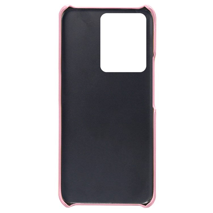 For vivo S15 5G Slim Thin Textured PU Leather Coated Hard PC Cover Wear Resistant Phone Case - Rose Gold