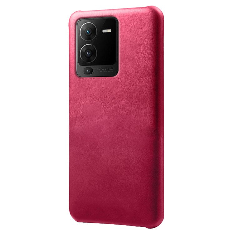 For vivo S15 5G Slim Thin Textured PU Leather Coated Hard PC Cover Wear Resistant Phone Case - Rose