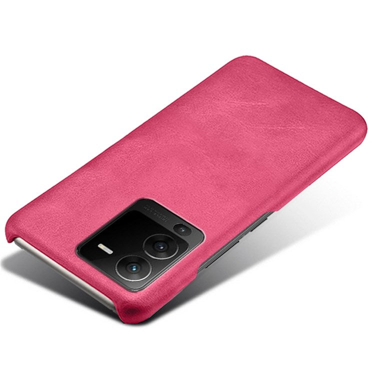 For vivo S15 5G Slim Thin Textured PU Leather Coated Hard PC Cover Wear Resistant Phone Case - Rose