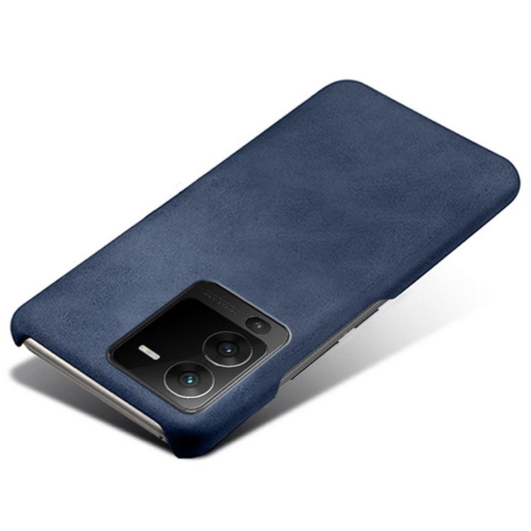 For vivo S15 Pro 5G Anti-fall Mobile Phone Cover Textured PU Leather Coated Hard PC Cover Anti-scratch Phone Case - Blue