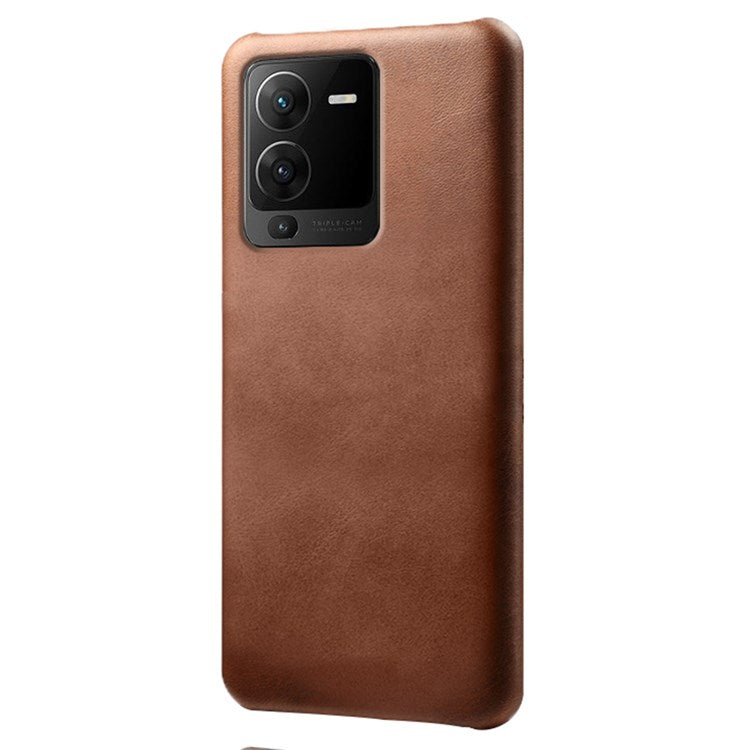 For vivo S15 Pro 5G Anti-fall Mobile Phone Cover Textured PU Leather Coated Hard PC Cover Anti-scratch Phone Case - Brown