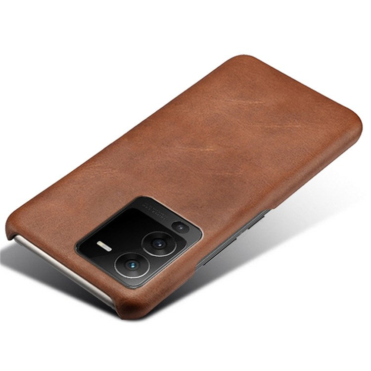 For vivo S15 Pro 5G Anti-fall Mobile Phone Cover Textured PU Leather Coated Hard PC Cover Anti-scratch Phone Case - Brown