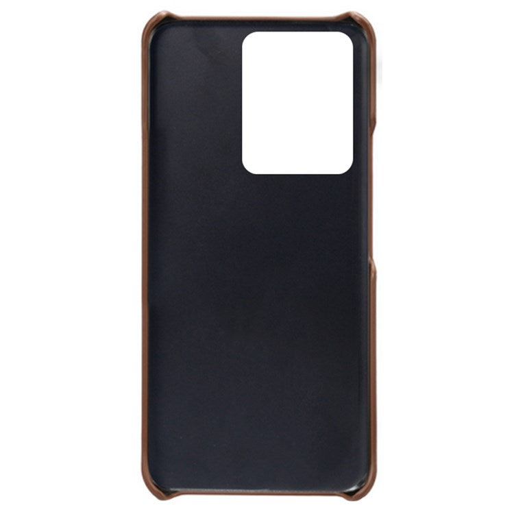 For vivo S15 Pro 5G Anti-fall Mobile Phone Cover Textured PU Leather Coated Hard PC Cover Anti-scratch Phone Case - Brown