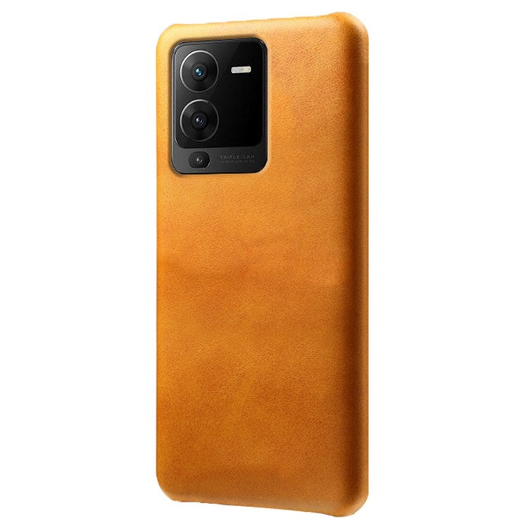 For vivo S15 Pro 5G Anti-fall Mobile Phone Cover Textured PU Leather Coated Hard PC Cover Anti-scratch Phone Case - Orange