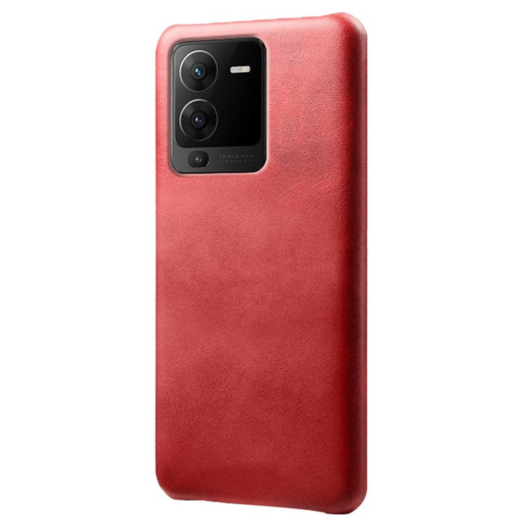 For vivo S15 Pro 5G Anti-fall Mobile Phone Cover Textured PU Leather Coated Hard PC Cover Anti-scratch Phone Case - Red