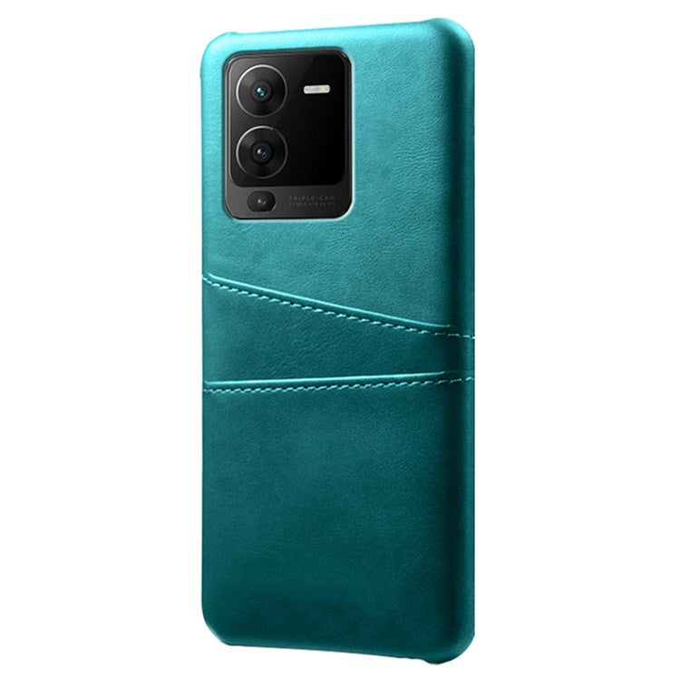 For vivo S15 5G Dual Card Slots PU Leather Coated PC Case Anti-drop Protection Phone Cover - Green