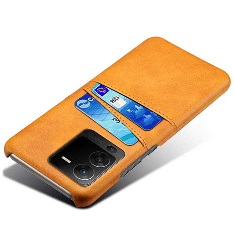 PU Leather + PC Phone Case for vivo S15 Pro 5G, Dual Card Slots Anti-scratch Protective Cover - Orange